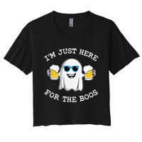 Funny Halloween IM Just Here For Boos Women's Crop Top Tee