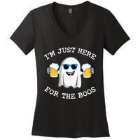 Funny Halloween IM Just Here For Boos Women's V-Neck T-Shirt