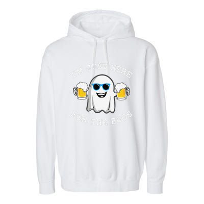 Funny Halloween IM Just Here For Boos Garment-Dyed Fleece Hoodie