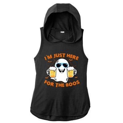 Funny Halloween Im Just Here For The Boos Costume Gift Ladies PosiCharge Tri-Blend Wicking Draft Hoodie Tank