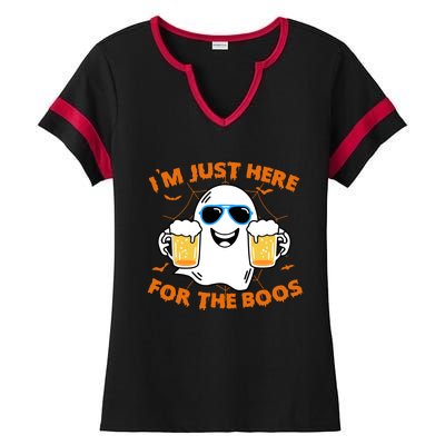 Funny Halloween Im Just Here For The Boos Costume Gift Ladies Halftime Notch Neck Tee