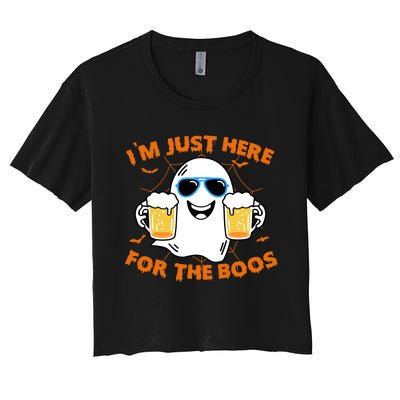 Funny Halloween Im Just Here For The Boos Costume Gift Women's Crop Top Tee