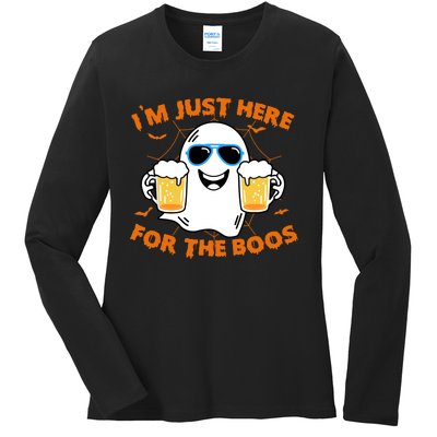 Funny Halloween Im Just Here For The Boos Costume Gift Ladies Long Sleeve Shirt