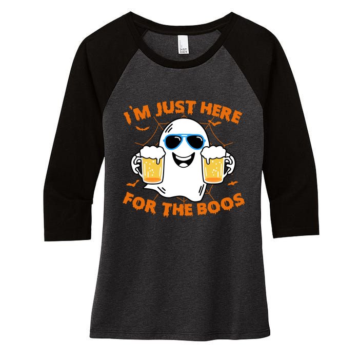 Funny Halloween Im Just Here For The Boos Costume Gift Women's Tri-Blend 3/4-Sleeve Raglan Shirt