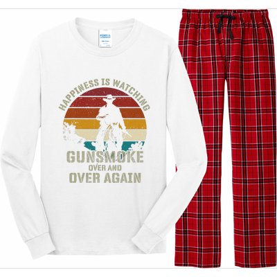 Funny Happiness Is Watching Gunsmoke Over And Over Again Cowboys Long Sleeve Pajama Set