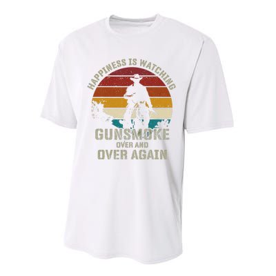 Funny Happiness Is Watching Gunsmoke Over And Over Again Cowboys Performance Sprint T-Shirt