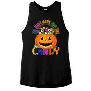 Funny Halloween I'm Just Here For The Candy Ladies PosiCharge Tri-Blend Wicking Tank