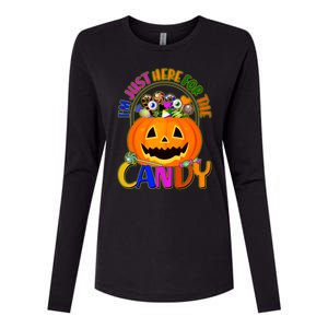 Funny Halloween I'm Just Here For The Candy Womens Cotton Relaxed Long Sleeve T-Shirt