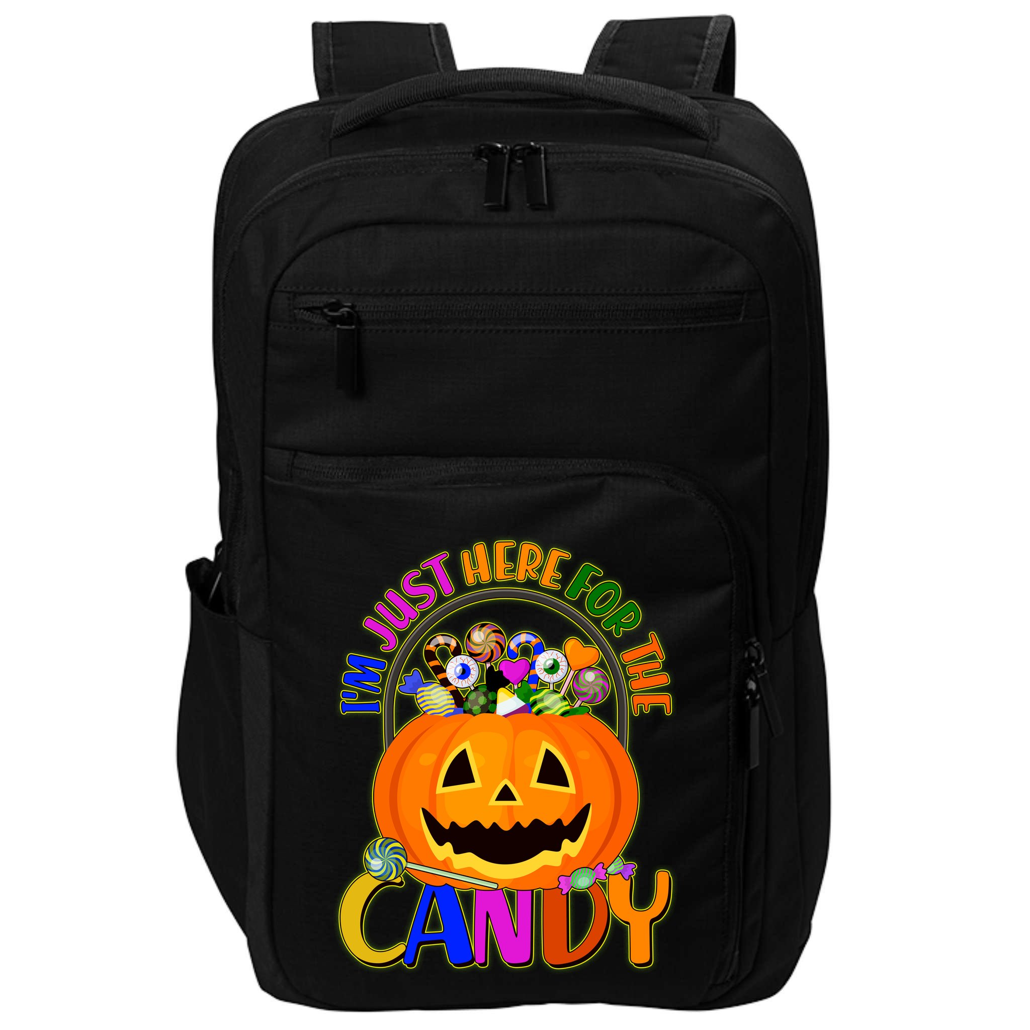 Funny Halloween I'm Just Here For The Candy Impact Tech Backpack