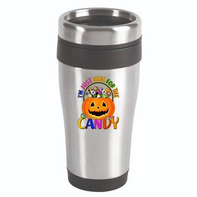 Funny Halloween I'm Just Here For The Candy 16oz Travel Tumbler