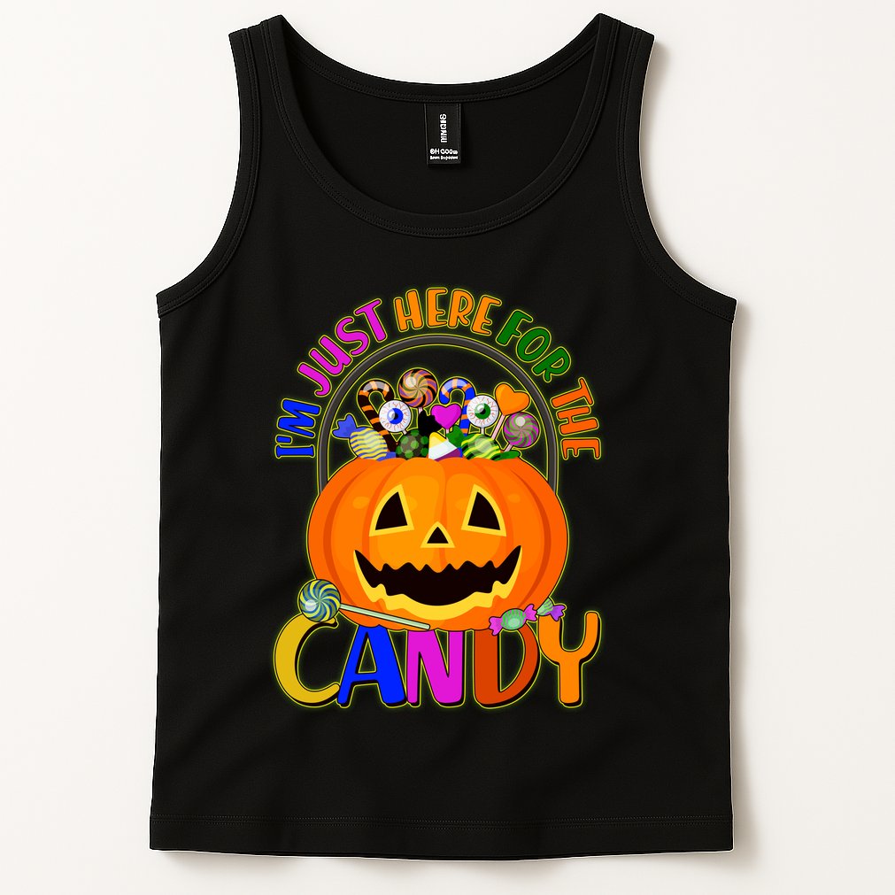 Funny Halloween I'm Just Here For The Candy Tank Top