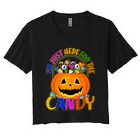 Funny Halloween I'm Just Here For The Candy Women's Crop Top Tee