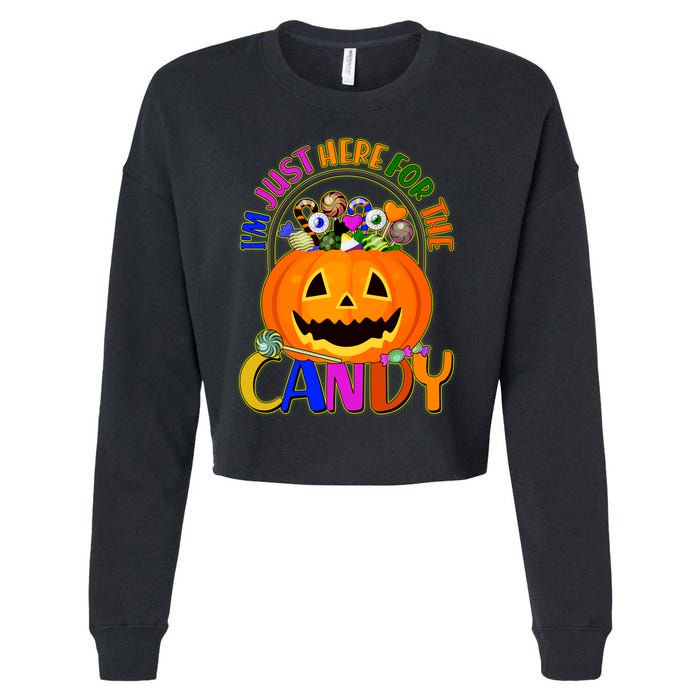 Funny Halloween I'm Just Here For The Candy Cropped Pullover Crew