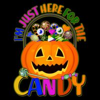 Funny Halloween I'm Just Here For The Candy Cropped Pullover Crew