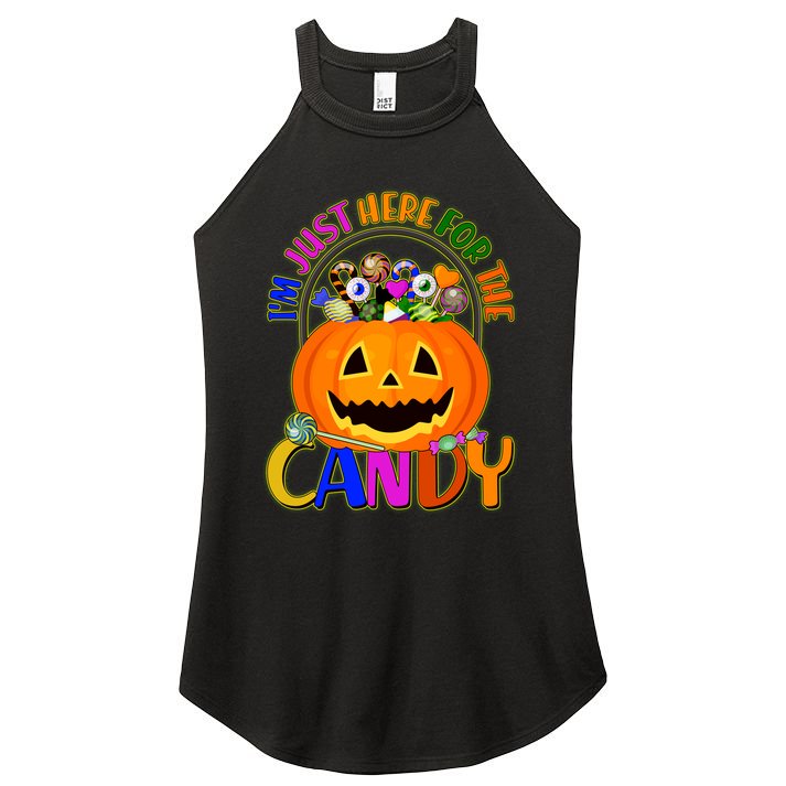 Funny Halloween I'm Just Here For The Candy Women's Perfect Tri Rocker Tank