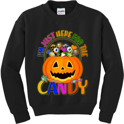 Funny Halloween I'm Just Here For The Candy Kids Sweatshirt