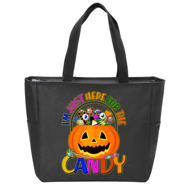 Funny Halloween I'm Just Here For The Candy Zip Tote Bag