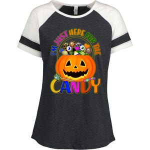 Funny Halloween I'm Just Here For The Candy Enza Ladies Jersey Colorblock Tee