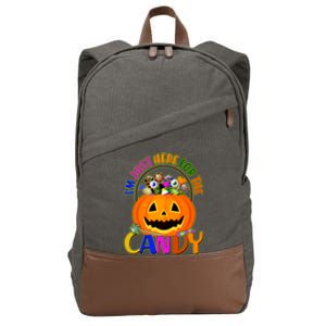 Funny Halloween I'm Just Here For The Candy Cotton Canvas Backpack