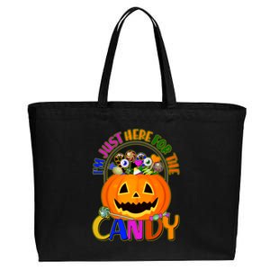 Funny Halloween I'm Just Here For The Candy Cotton Canvas Jumbo Tote