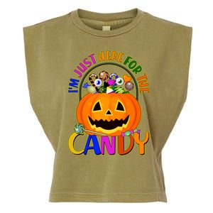 Funny Halloween I'm Just Here For The Candy Garment-Dyed Women's Muscle Tee