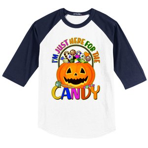 Funny Halloween I'm Just Here For The Candy Baseball Sleeve Shirt