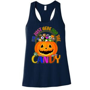 Funny Halloween I'm Just Here For The Candy Women's Racerback Tank