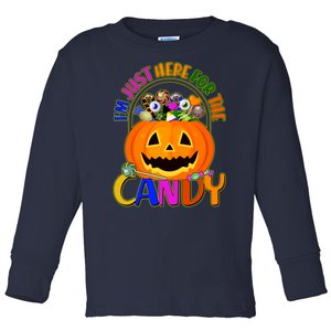 Funny Halloween I'm Just Here For The Candy Toddler Long Sleeve Shirt