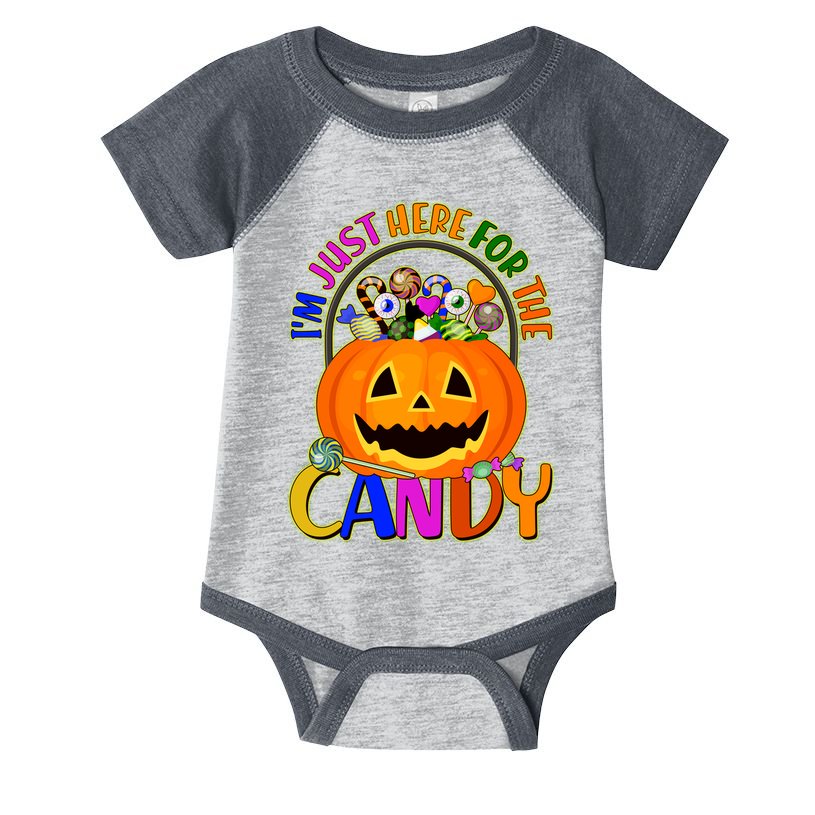 Funny Halloween I'm Just Here For The Candy Infant Baby Jersey Bodysuit