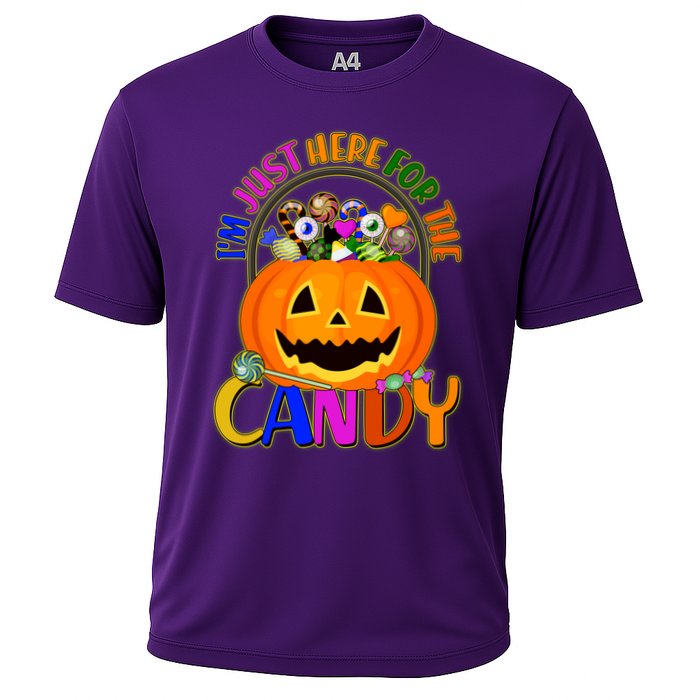 Funny Halloween I'm Just Here For The Candy Cooling Performance Crew T-Shirt