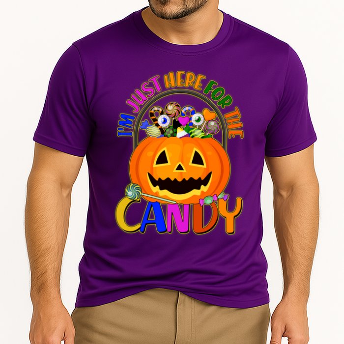 Funny Halloween I'm Just Here For The Candy Cooling Performance Crew T-Shirt