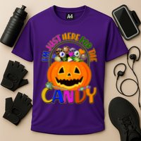Funny Halloween I'm Just Here For The Candy Cooling Performance Crew T-Shirt