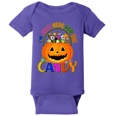 Funny Halloween I'm Just Here For The Candy Baby Bodysuit