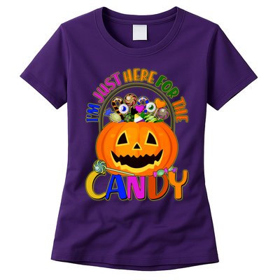 Funny Halloween I'm Just Here For The Candy Womens T-Shirt
