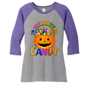 Funny Halloween I'm Just Here For The Candy Women's Tri-Blend 3/4-Sleeve Raglan Shirt