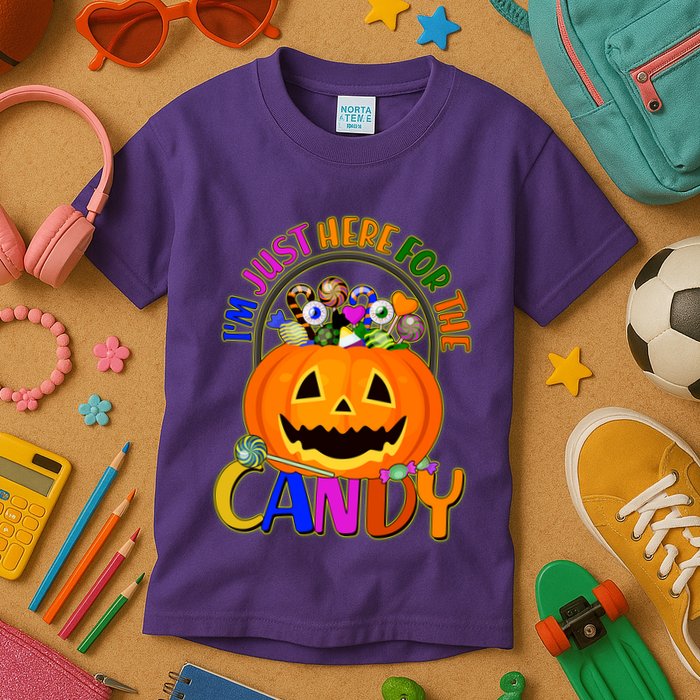 Funny Halloween I'm Just Here For The Candy Kids T-Shirt