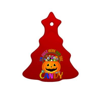 Funny Halloween I'm Just Here For The Candy Ceramic Tree Ornament