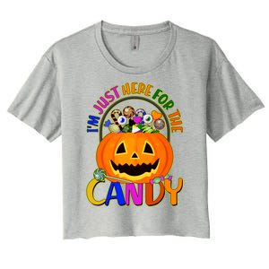 Funny Halloween I'm Just Here For The Candy Women's Crop Top Tee