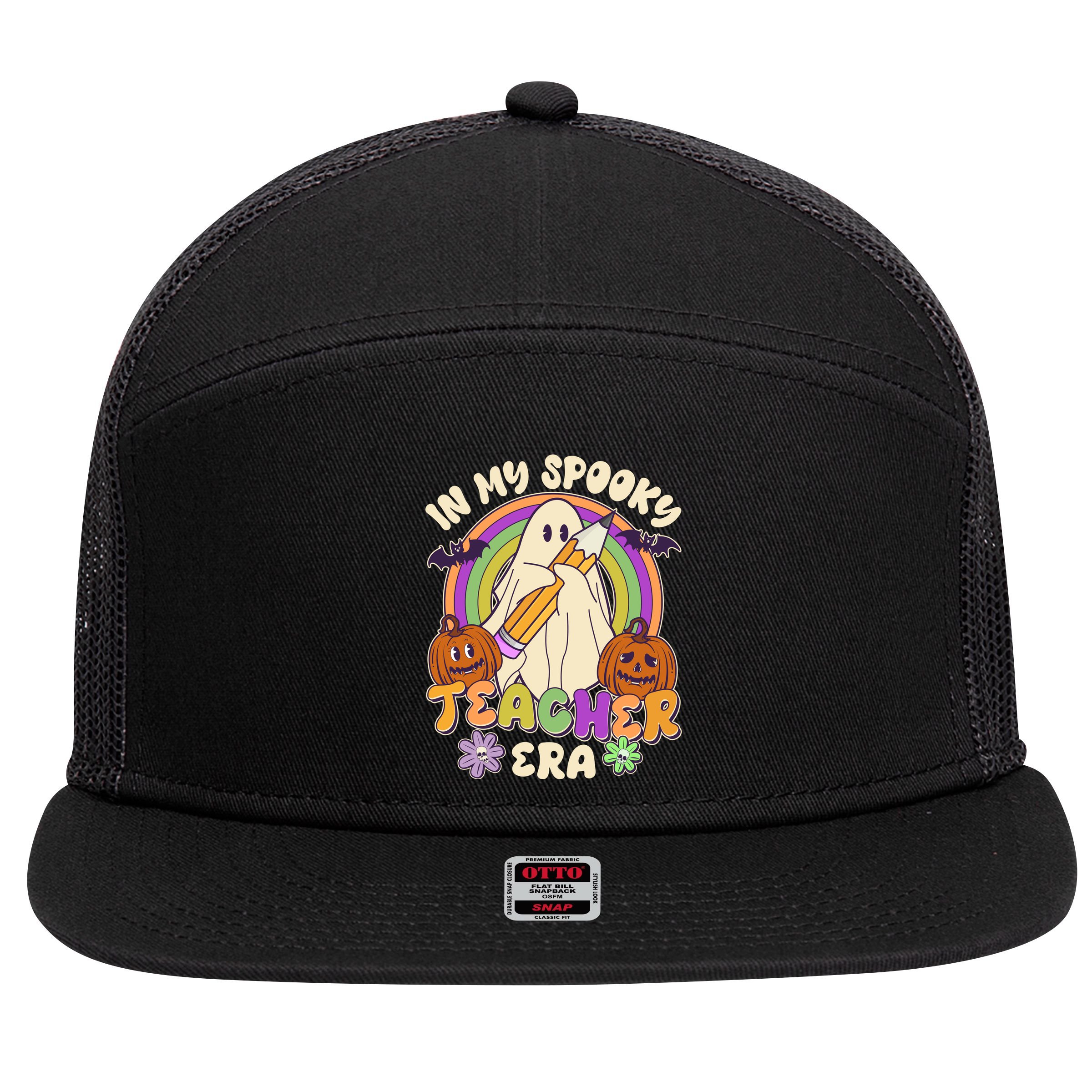 Funny Halloween In My Spooky Teacher Era 7 Panel Mesh Trucker Snapback Hat