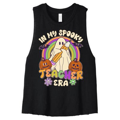 Funny Halloween In My Spooky Teacher Era Women's Racerback Cropped Tank