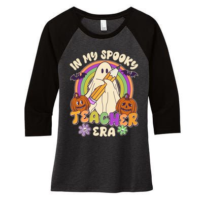 Funny Halloween In My Spooky Teacher Era Women's Tri-Blend 3/4-Sleeve Raglan Shirt