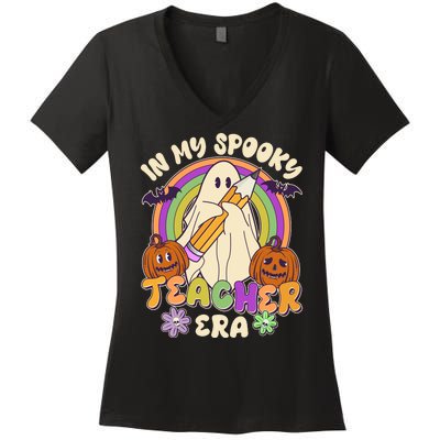 Funny Halloween In My Spooky Teacher Era Women's V-Neck T-Shirt