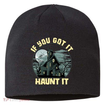 Funny Halloween If You Got It Haunt It Haunted House Sustainable Beanie