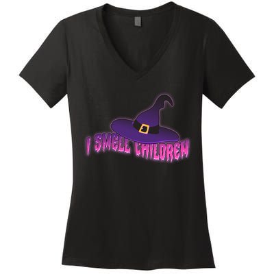 Funny Halloween I Smell Children Witches Women's V-Neck T-Shirt
