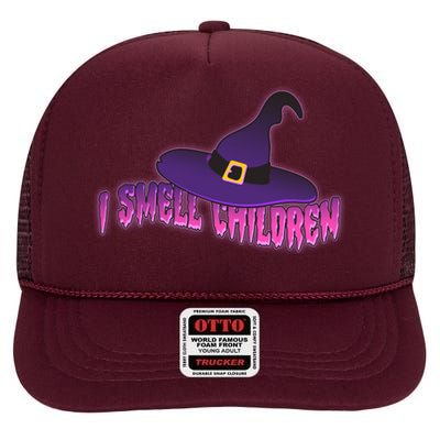 Funny Halloween I Smell Children Witches High Crown Mesh Back Trucker Hat