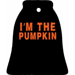 Funny Halloween IM The Pumpkin Jackolantern Pumpkin Halloween Costume Couple Ceramic Bell Ornament