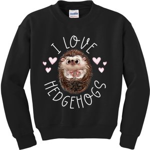 Funny Hedgehog I Love Hedgehogs Porcupine Kids Sweatshirt