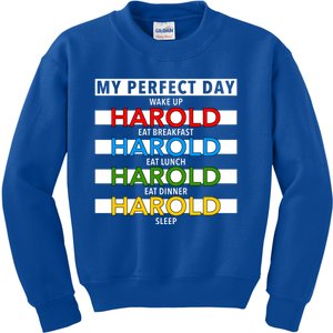 Funny Harold Improviser Gift My Perfect Day Improv Lover Great Gift Kids Sweatshirt