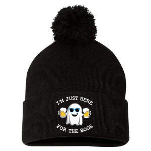 Funny Halloween Im Just Here For The Boos Costume Gift Pom Pom 12in Knit Beanie