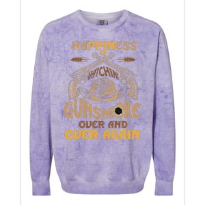 Funny Happiness Is Watching Gunsmoke Over And Over Again Colorblast Crewneck Sweatshirt